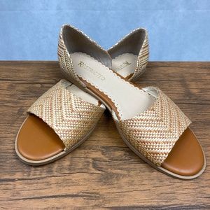 NWOT Leather/Wicker brown sandals, size 9